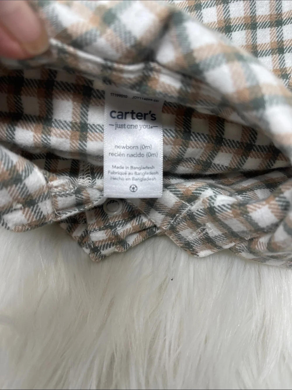 Carter's Green Joggers with Beige Plaid Button-Up Set